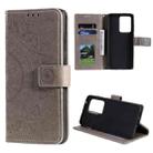 For Samsung Galaxy Note20 Ultra Totem Flower Embossed Horizontal Flip TPU + PU Leather Case with Holder & Card Slots & Wallet(Grey) - 1