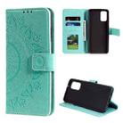 For Samsung Galaxy S20 FE Totem Flower Embossed Horizontal Flip TPU + PU Leather Case with Holder & Card Slots & Wallet(Green) - 1