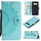 For Samsung Galaxy S10 Totem Flower Embossed Horizontal Flip TPU + PU Leather Case with Holder & Card Slots & Wallet(Green) - 1