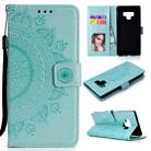 For Samsung Galaxy Note9 Totem Flower Embossed Horizontal Flip TPU + PU Leather Case with Holder & Card Slots & Wallet(Green) - 1