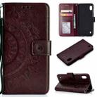 For Samsung Galaxy A01 Totem Flower Embossed Horizontal Flip TPU + PU Leather Case with Holder & Card Slots & Wallet(Brown) - 1