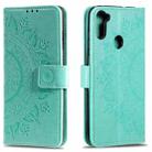 For Samsung Galaxy A11 Totem Flower Embossed Horizontal Flip TPU + PU Leather Case with Holder & Card Slots & Wallet(Green) - 1