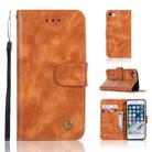 For iPhone 6 Plus / 6s Plus Retro Copper Buckle Crazy Horse Horizontal Flip PU Leather Case with Holder & Card Slots & Wallet & Lanyard(Gold yellow) - 1