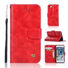 For iPhone 6 Plus / 6s Plus Retro Copper Buckle Crazy Horse Horizontal Flip PU Leather Case with Holder & Card Slots & Wallet & Lanyard(Red) - 1