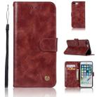 For iPhone 7 Plus / 8 Plus Retro Copper Buckle Crazy Horse Horizontal Flip PU Leather Case with Holder & Card Slots & Wallet & Lanyard(Wine red) - 1