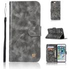 For iPhone 7 Plus / 8 Plus Retro Copper Buckle Crazy Horse Horizontal Flip PU Leather Case with Holder & Card Slots & Wallet & Lanyard(Gray) - 1