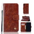 For iPhone X / XS Retro Copper Buckle Crazy Horse Horizontal Flip PU Leather Case with Holder & Card Slots & Wallet & Lanyard(Brown) - 1
