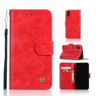 For iPhone X / XS Retro Copper Buckle Crazy Horse Horizontal Flip PU Leather Case with Holder & Card Slots & Wallet & Lanyard(Red) - 1