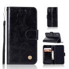 For iPhone X / XS Retro Copper Buckle Crazy Horse Horizontal Flip PU Leather Case with Holder & Card Slots & Wallet & Lanyard(Black) - 1