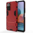 For Xiaomi Redmi Note 10 Pro Shockproof PC + TPU Protective Case with Hidden Holder(Red) - 1