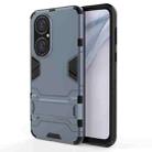 For Huawei P50 Shockproof PC + TPU Protective Case with Hidden Holder(Navy Blue) - 1