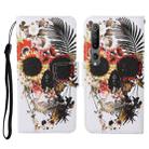 For Xiaomi Mi 10 Colored Drawing Pattern Horizontal Flip Leather Case with Holder & Card Slots & Wallet & Lanyard(Flower Skull) - 1