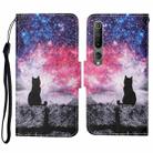 For Xiaomi Mi 10 Colored Drawing Pattern Horizontal Flip Leather Case with Holder & Card Slots & Wallet & Lanyard(Starry Cat) - 1