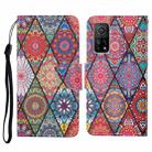 For Xiaomi Mi 10T Colored Drawing Pattern Horizontal Flip Leather Case with Holder & Card Slots & Wallet & Lanyard(Rhombus Totem) - 1