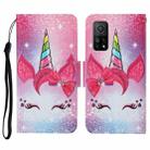 For Xiaomi Mi 10T Colored Drawing Pattern Horizontal Flip Leather Case with Holder & Card Slots & Wallet & Lanyard(Eyelash Unicorn) - 1