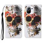 For Xiaomi Mi 11 Colored Drawing Pattern Horizontal Flip Leather Case with Holder & Card Slots & Wallet & Lanyard(Flower Skull) - 1