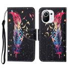 For Xiaomi Mi 11 Colored Drawing Pattern Horizontal Flip Leather Case with Holder & Card Slots & Wallet & Lanyard(Feather) - 1
