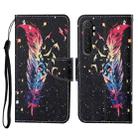 For Xiaomi Mi Note 10 Lite Colored Drawing Pattern Horizontal Flip Leather Case with Holder & Card Slots & Wallet & Lanyard(Feather) - 1