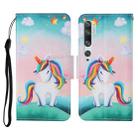 For Xiaomi Mi Note 10 / Note 10 Pro Colored Drawing Pattern Horizontal Flip Leather Case with Holder & Card Slots & Wallet & Lanyard(Rainbow Unicorn) - 1