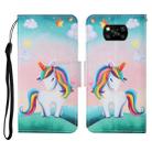 For Xiaomi Poco X3 NFC Colored Drawing Pattern Horizontal Flip Leather Case with Holder & Card Slots & Wallet & Lanyard(Rainbow Unicorn) - 1