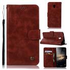 For Lenovo Vibe P1 Retro Copper Button Crazy Horse Horizontal Flip PU Leather Case with Holder & Card Slots & Wallet & Lanyard(Wine Red) - 1