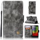 For Lenovo A2010 Retro Copper Button Crazy Horse Horizontal Flip PU Leather Case with Holder & Card Slots & Wallet & Lanyard(Gray) - 1