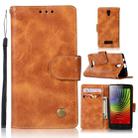 For Lenovo A2010 Retro Copper Button Crazy Horse Horizontal Flip PU Leather Case with Holder & Card Slots & Wallet & Lanyard(Gold Yellow) - 1