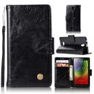 For Lenovo A2010 Retro Copper Button Crazy Horse Horizontal Flip PU Leather Case with Holder & Card Slots & Wallet & Lanyard(Black) - 1