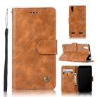 For Lenovo A6000 Retro Copper Button Crazy Horse Horizontal Flip PU Leather Case with Holder & Card Slots & Wallet & Lanyard(Gold Yellow) - 1