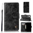 For Lenovo A6000 Retro Copper Button Crazy Horse Horizontal Flip PU Leather Case with Holder & Card Slots & Wallet & Lanyard(Black) - 1