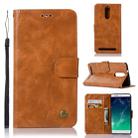 For Lenovo K5 Note Retro Copper Button Crazy Horse Horizontal Flip PU Leather Case with Holder & Card Slots & Wallet & Lanyard(Gold Yellow) - 1