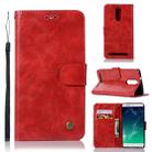 For Lenovo K5 Note Retro Copper Button Crazy Horse Horizontal Flip PU Leather Case with Holder & Card Slots & Wallet & Lanyard(Red) - 1