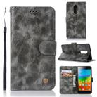 For Lenovo K6 Note Retro Copper Button Crazy Horse Horizontal Flip PU Leather Case with Holder & Card Slots & Wallet & Lanyard(Gray) - 1