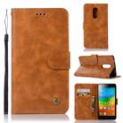 For Lenovo K6 Note Retro Copper Button Crazy Horse Horizontal Flip PU Leather Case with Holder & Card Slots & Wallet & Lanyard(Gold Yellow) - 1