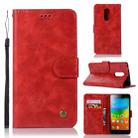 For Lenovo K6 Note Retro Copper Button Crazy Horse Horizontal Flip PU Leather Case with Holder & Card Slots & Wallet & Lanyard(Red) - 1