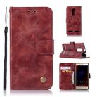 For Lenovo K6 Retro Copper Button Crazy Horse Horizontal Flip PU Leather Case with Holder & Card Slots & Wallet & Lanyard(Wine Red) - 1