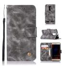 For Lenovo K6 Retro Copper Button Crazy Horse Horizontal Flip PU Leather Case with Holder & Card Slots & Wallet & Lanyard(Gray) - 1