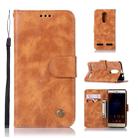 For Lenovo K6 Retro Copper Button Crazy Horse Horizontal Flip PU Leather Case with Holder & Card Slots & Wallet & Lanyard(Gold Yellow) - 1