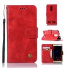 For Lenovo K6 Retro Copper Button Crazy Horse Horizontal Flip PU Leather Case with Holder & Card Slots & Wallet & Lanyard(Red) - 1