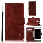 For Lenovo Vibe P1M Retro Copper Button Crazy Horse Horizontal Flip PU Leather Case with Holder & Card Slots & Wallet & Lanyard(Wine Red) - 1