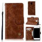 For Lenovo Vibe P1M Retro Copper Button Crazy Horse Horizontal Flip PU Leather Case with Holder & Card Slots & Wallet & Lanyard(Brown) - 1