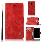 For Lenovo Vibe P1M Retro Copper Button Crazy Horse Horizontal Flip PU Leather Case with Holder & Card Slots & Wallet & Lanyard(Red) - 1