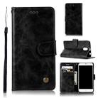 For Lenovo Vibe P1M Retro Copper Button Crazy Horse Horizontal Flip PU Leather Case with Holder & Card Slots & Wallet & Lanyard(Black) - 1