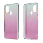 For Samsung Galaxy A21s Gradient Shockproof TPU + Acrylic Case with Detachable Buttons(Rose Red)) - 1