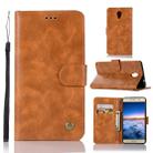 For Lenovo Vibe P2 Retro Copper Button Crazy Horse Horizontal Flip PU Leather Case with Holder & Card Slots & Wallet & Lanyard(Gold Yellow) - 1