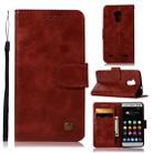 For ZTE V6 Plus / V7 Lite Retro Copper Button Crazy Horse Horizontal Flip PU Leather Case with Holder & Card Slots & Wallet & Lanyard(Wine Red) - 1