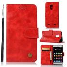 For ZTE V6 Plus / V7 Lite Retro Copper Button Crazy Horse Horizontal Flip PU Leather Case with Holder & Card Slots & Wallet & Lanyard(Red) - 1