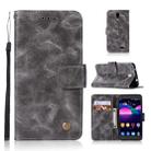 For ZTE N9132 Retro Copper Button Crazy Horse Horizontal Flip PU Leather Case with Holder & Card Slots & Wallet & Lanyard(Gray) - 1