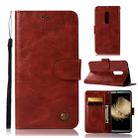 For ZTE AXON7 Retro Copper Button Crazy Horse Horizontal Flip PU Leather Case with Holder & Card Slots & Wallet & Lanyard(Wine Red) - 1