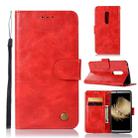 For ZTE AXON7 Retro Copper Button Crazy Horse Horizontal Flip PU Leather Case with Holder & Card Slots & Wallet & Lanyard(Red) - 1